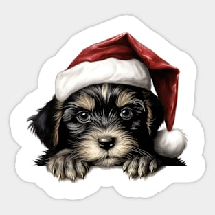 Christmas Peeking Puppy Sticker